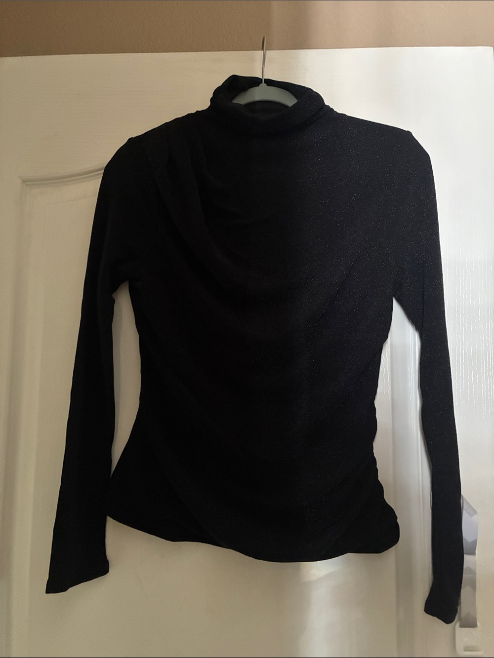 White House Black Market Black Shimmer Cowl Neck Sweater